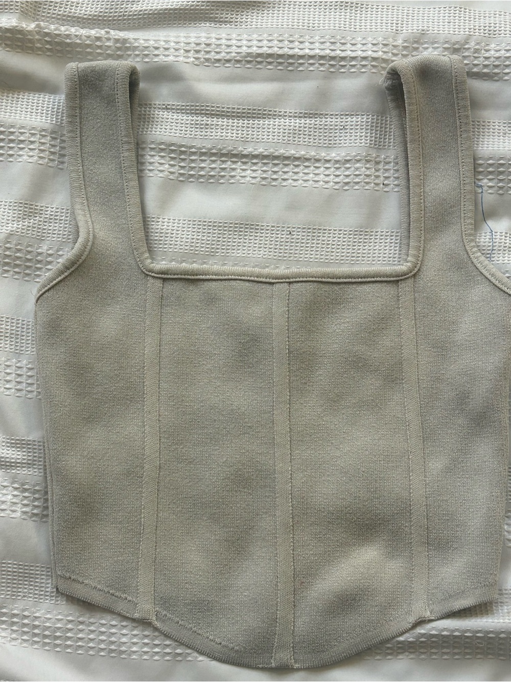 Zara Beige Square-Neck Crop Top in Ecru